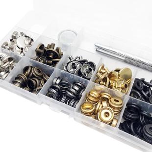 50套201 服箱包大白扣 全铜四合扣透明收纳盒装 送工具金属按扣工装