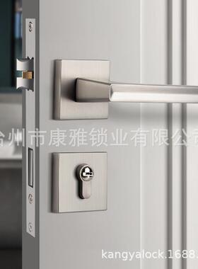 工厂锌合金分体式室内门锁简约黑色卧室书房磁吸静音门把手