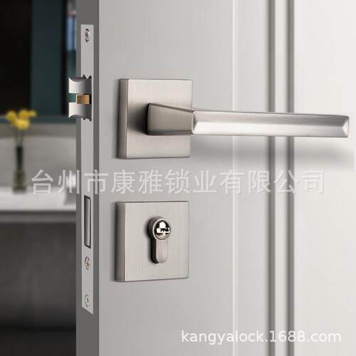 工厂锌合金分体式室内门锁简约黑色卧室书房磁吸静音门把手