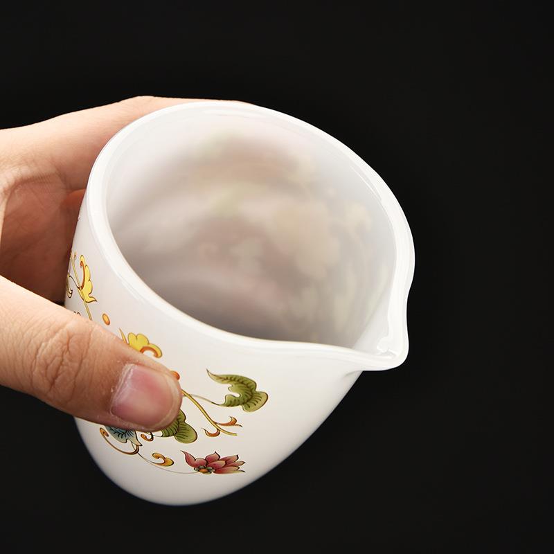 琉璃白玉加厚公道杯茶滤一体分茶器公杯陶瓷茶具茶漏套装新款