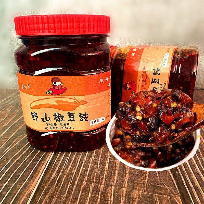 野山椒豆豉酱辣椒酱下饭菜香辣风味开 味下饭拌面 面酱湖南湖北特