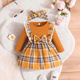 PatPat 2pcs Baby Girl 95% Cotton Ribbed Flutter-sleeve Splic