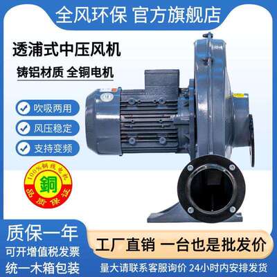 CX-150H隔热型中压风机4KW全风透浦式鼓风机4000W焚烧炉助燃风机