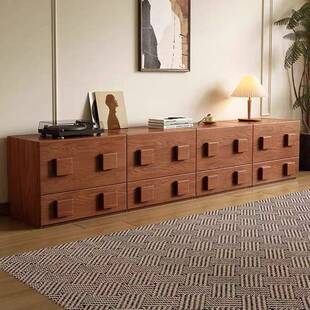 实木斗柜多功能电视柜中古风卡门柜家用沙发边柜床头柜客厅餐边柜