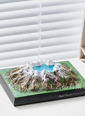 仿真地貌长白山天池模型树脂工艺品旅游纪念品地理建筑微景观摆件