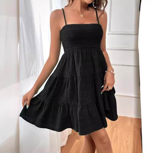 Ladies' camisole dress with textured rubber elastic lotus