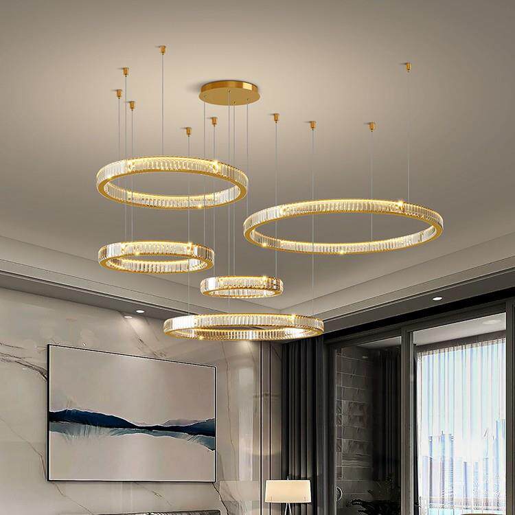 复式楼大吊灯客厅水晶轻奢挑高挑空现代简约loft别墅中空楼梯吊灯