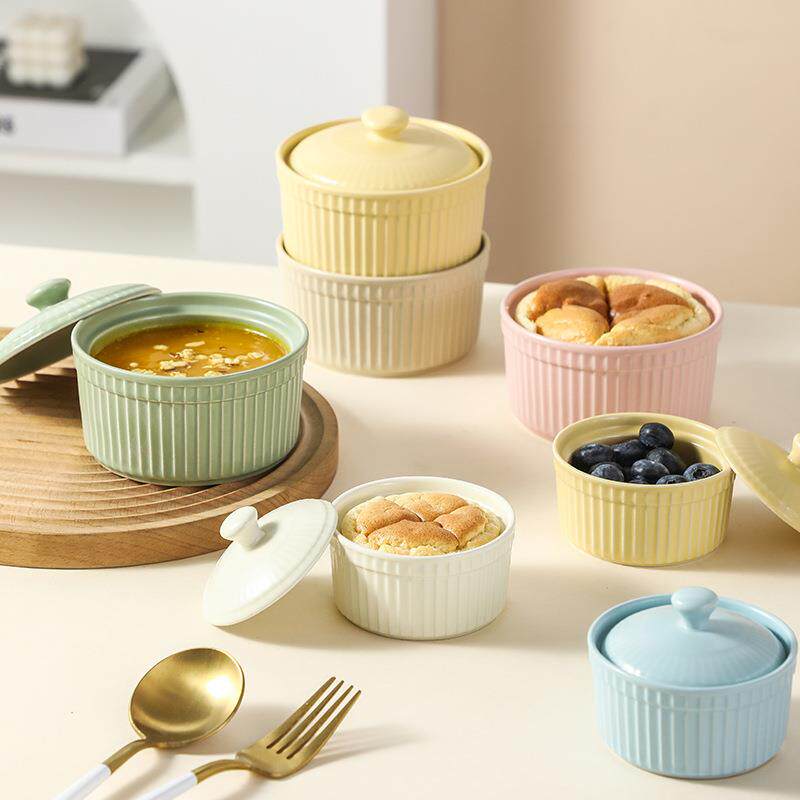 甜品碗蒸鸡蛋盖碗舒芙蕾蛋糕陶瓷盖碗炖盅炖汤碗宝宝辅食煮粥锅盅