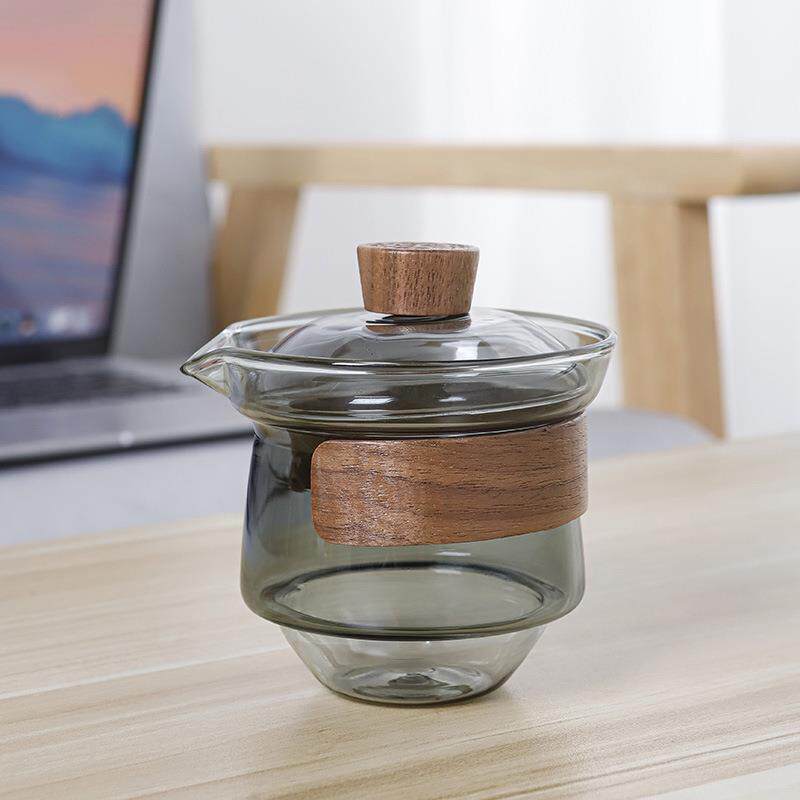 玻璃盖碗茶杯家用大号防烫三才泡茶碗带盖单个手抓壶旅行茶具套装