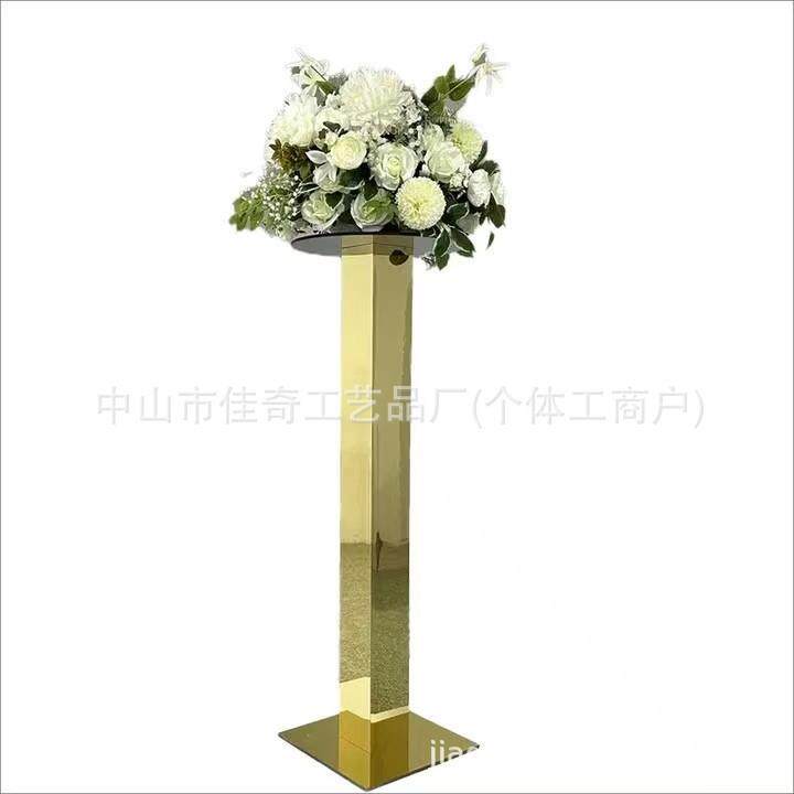 零售婚庆活动装饰花架，金色银色不锈钢方柱光影浪漫立体室内