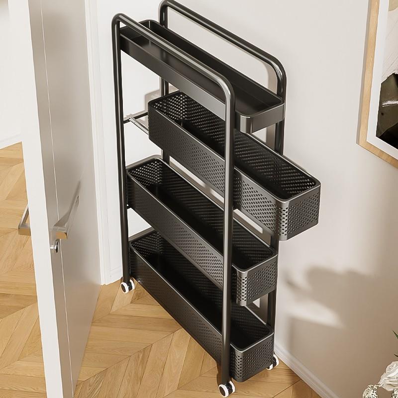 芙蕾米门后夹缝置物架抽拉收纳柜10cm冰箱侧小推车超薄极窄缝隙厨房置物架床笠拉车