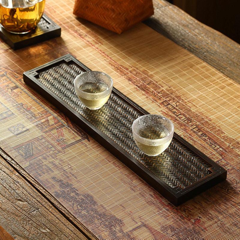 竹制茶托盘藤编奉茶茶盘竹干泡台复古功夫茶具托盘老式怀旧小茶托