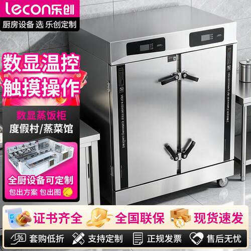 乐创数显蒸饭柜电脑定时温控款双门商用度假村农庄食堂蒸饭机
