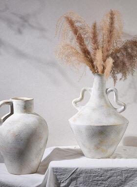 陶瓷花瓶复古侘寂风民宿装饰品中古粗陶艺术插花花器家居摆件陶罐