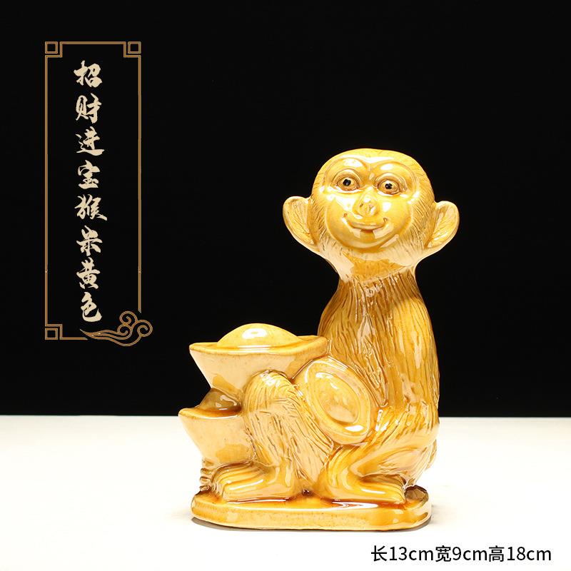 陶瓷饰猴子家居装品猴GAE件工艺品艺术品唐三彩猴子礼创摆意品