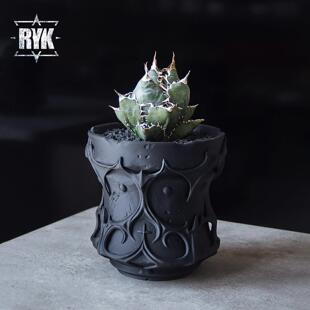 玄家新潮根花盆仙人掌乌龟壳龙舌兰花花盆3D打印创意黑色多肉花盆