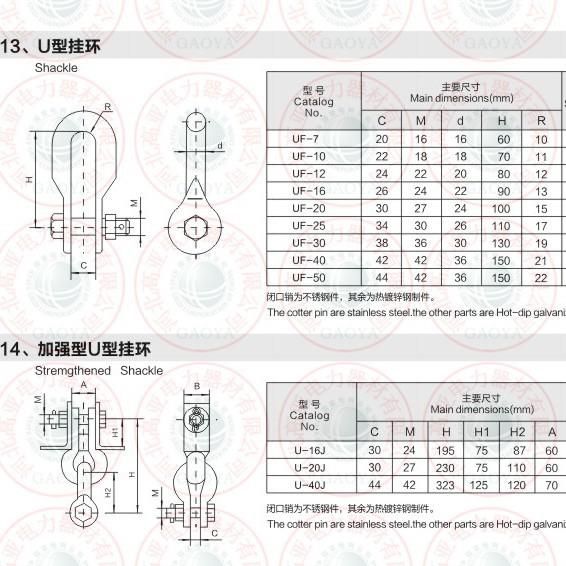 直线金具 线路连接金具串 绝缘子金具串 U型挂环U.L挂环
