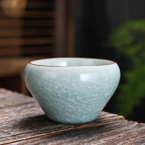 哥窑茶杯可养开片功夫茶具陶瓷品茗杯主人单杯个人冰裂汝窑冰裂纹
