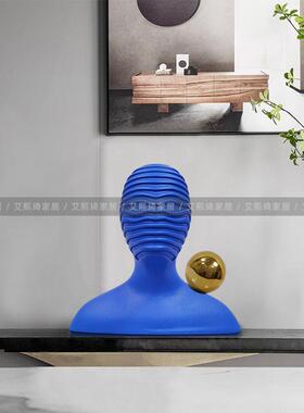 5956现楼代轻奢抽象半身人物雕塑摆件售样处艺书房板间卡通术头像