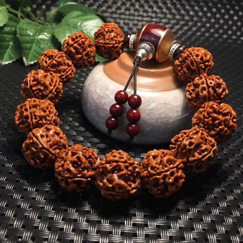 尼泊尔五瓣大金刚菩提手串红皮油籽男士文玩佛珠