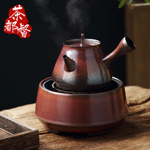 明德园家用窑变煮茶壶紫砂陶壶手拉砂铫壶电陶炉煮茶器烧水煮茶炉