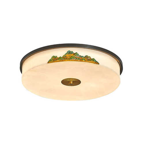 全书房中式简约现代led灯铜圆形灯卧室灯具新茶室吸顶灯餐厅禅意