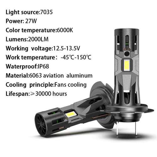 i8双风扇LED汽车大灯汽H4 H7 9005 9006 9012直插式智能解码头灯