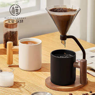 粗陶马克杯陶瓷水杯带盖家用咖啡杯子高档精致情侣杯 木笙玩物日式