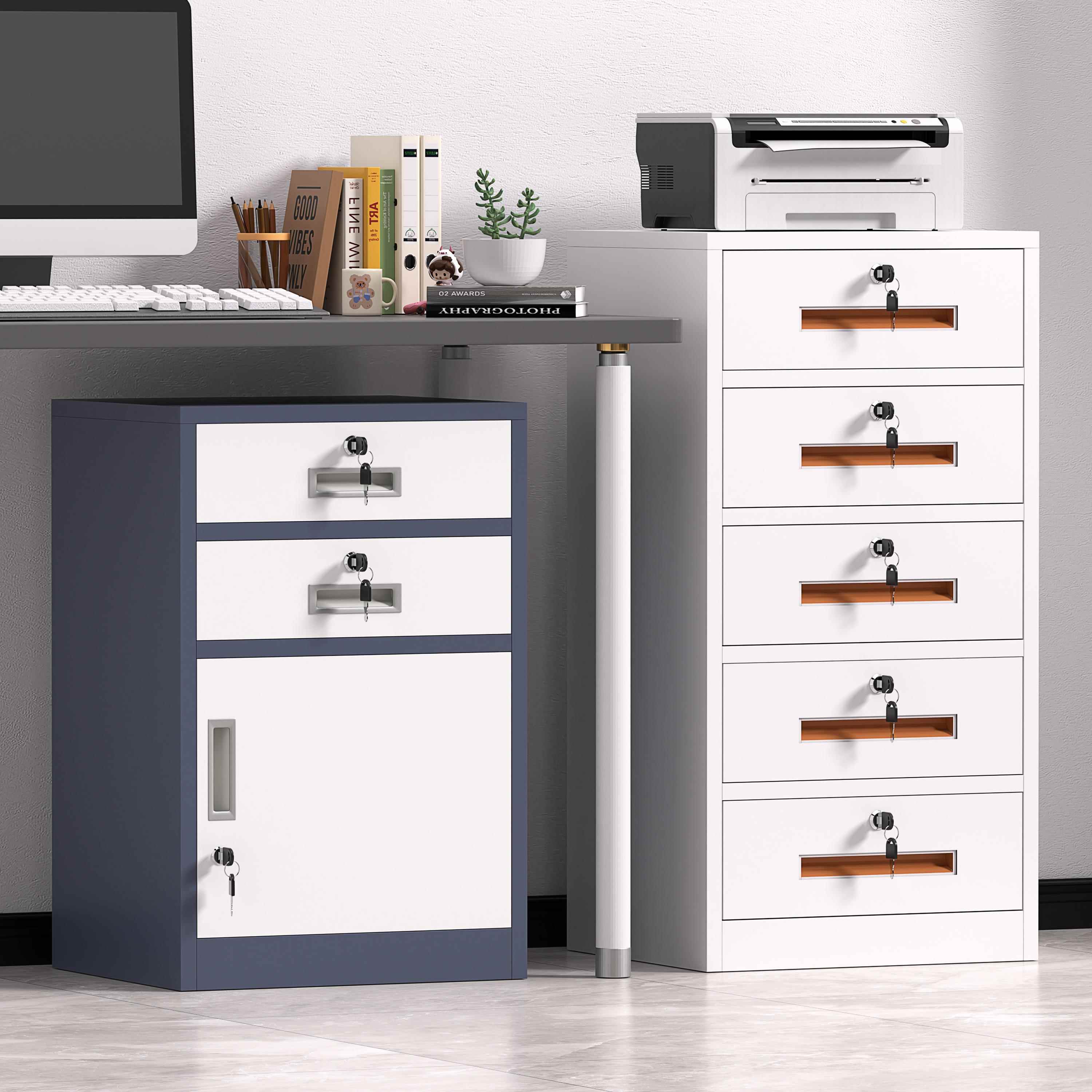 办公室桌下文件柜矮柜铁皮抽屉收纳柜活动资料收纳边柜带锁小柜子