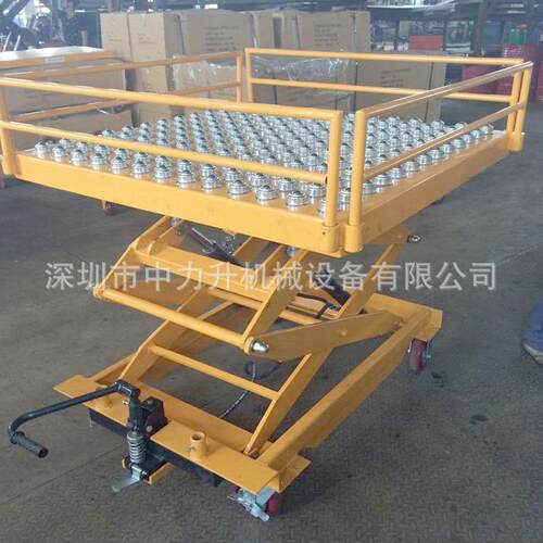 移动式滚珠手动平台车带牛眼装卸模具升降车手推式液压平台车