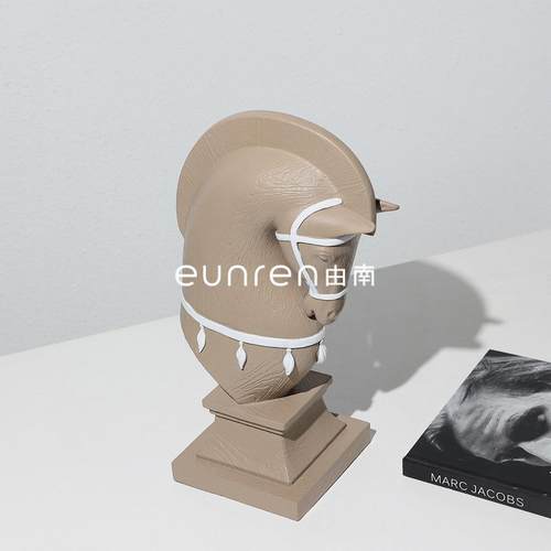 欧件式高家居复古马头BJ2394摆酒柜装饰客厅玄关摆件动物树脂工艺