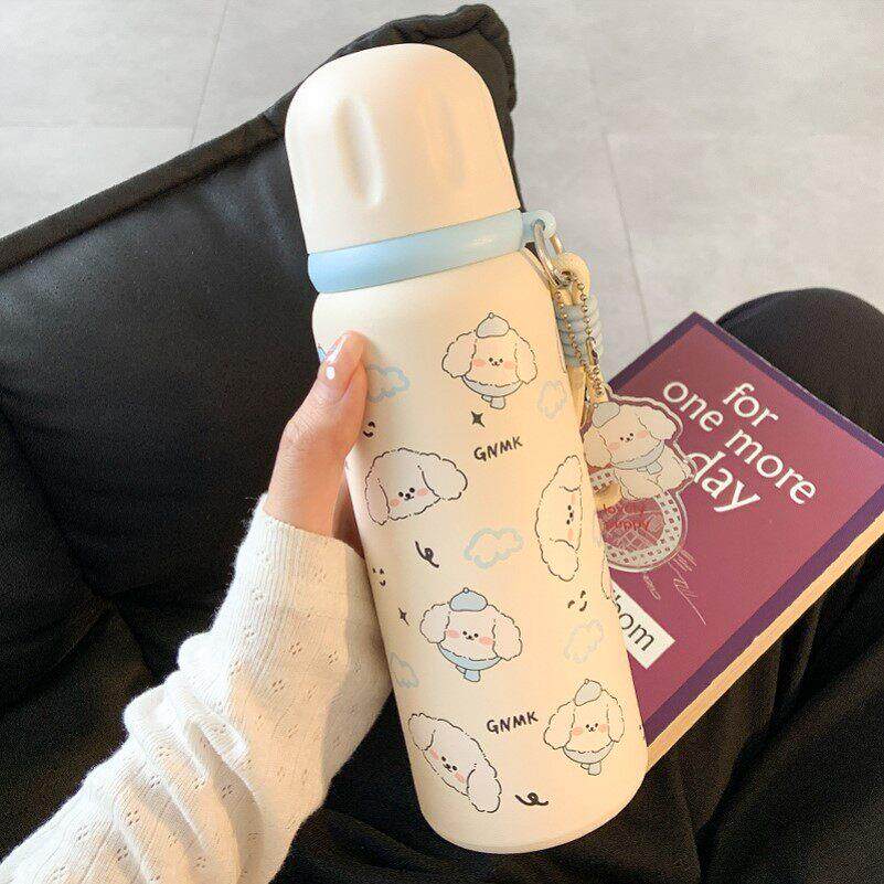 可爱保温杯女生大容量高颜值带盖吸管水杯女2025新款学生双饮杯子