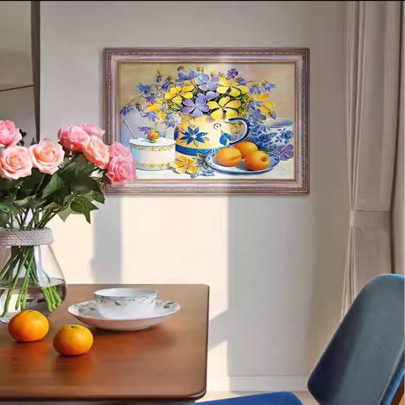 欧式餐厅装饰画静物花卉饭厅挂画水果厨房壁画客厅油画北欧风温馨