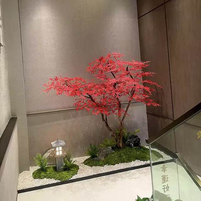 仿真枫叶树假红枫树大型商场酒店绿植假树室内外落地简约装饰造景图片