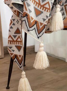 Bohemian Plaid Blanket for Outdoor Camping, Boho Cover Decor