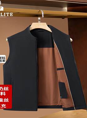 FALVLITE品牌秋冬男士桑蚕丝羽绒马甲新款中年爸爸休闲外穿背心
