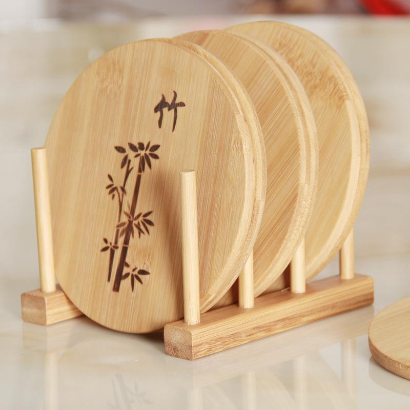 竹子制品餐垫加厚砂锅碗隔热垫梅兰竹菊覆古大号防烫垫子竹木防霉