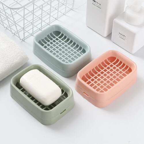 Cute and Creative No-Drill Soap Box with Grid Design, Double