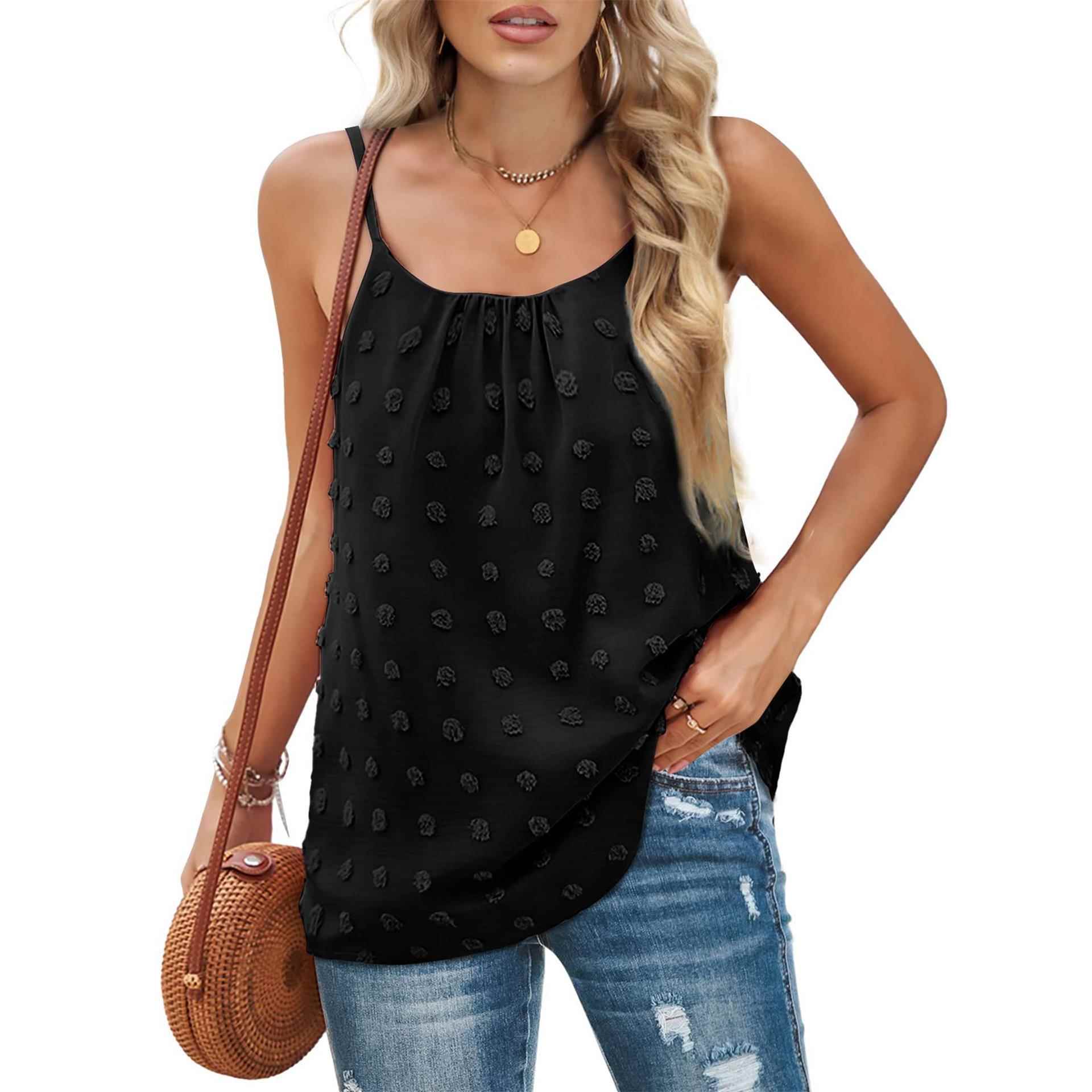 Women for Vest Camisole Adjustable Sleeveless Jacquard Neck