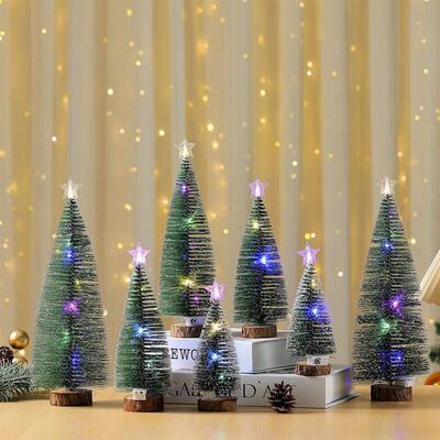 Glowing Snowy Pine Christmas Tree, LED Desktop Decor Gift