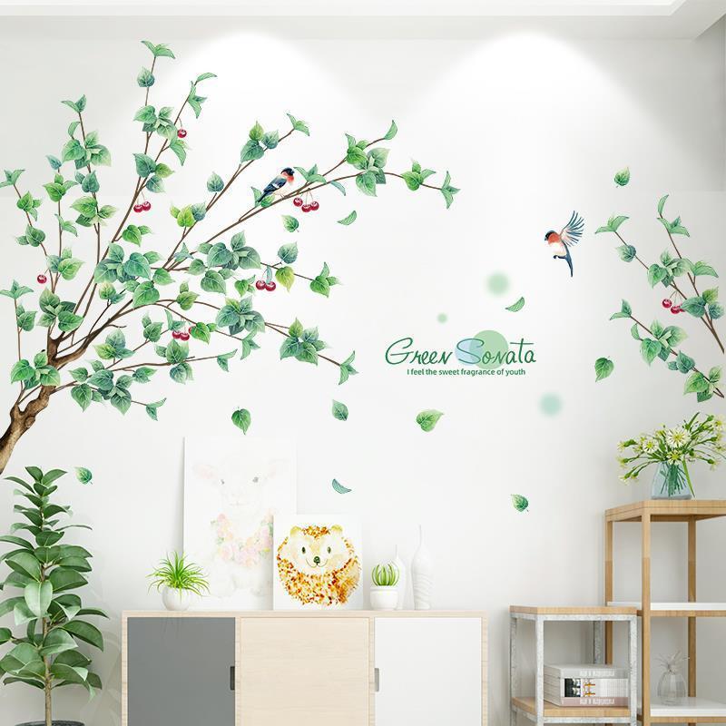 3D立体墙贴画树杆树叶贴纸小清新创意墙上墙面装饰品贴纸墙画房间图片