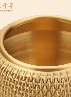 五牛茶叶铜匠千年黄铜具五牛茶叶罐黄铜工艺品摆件茶茶铜礼器商道