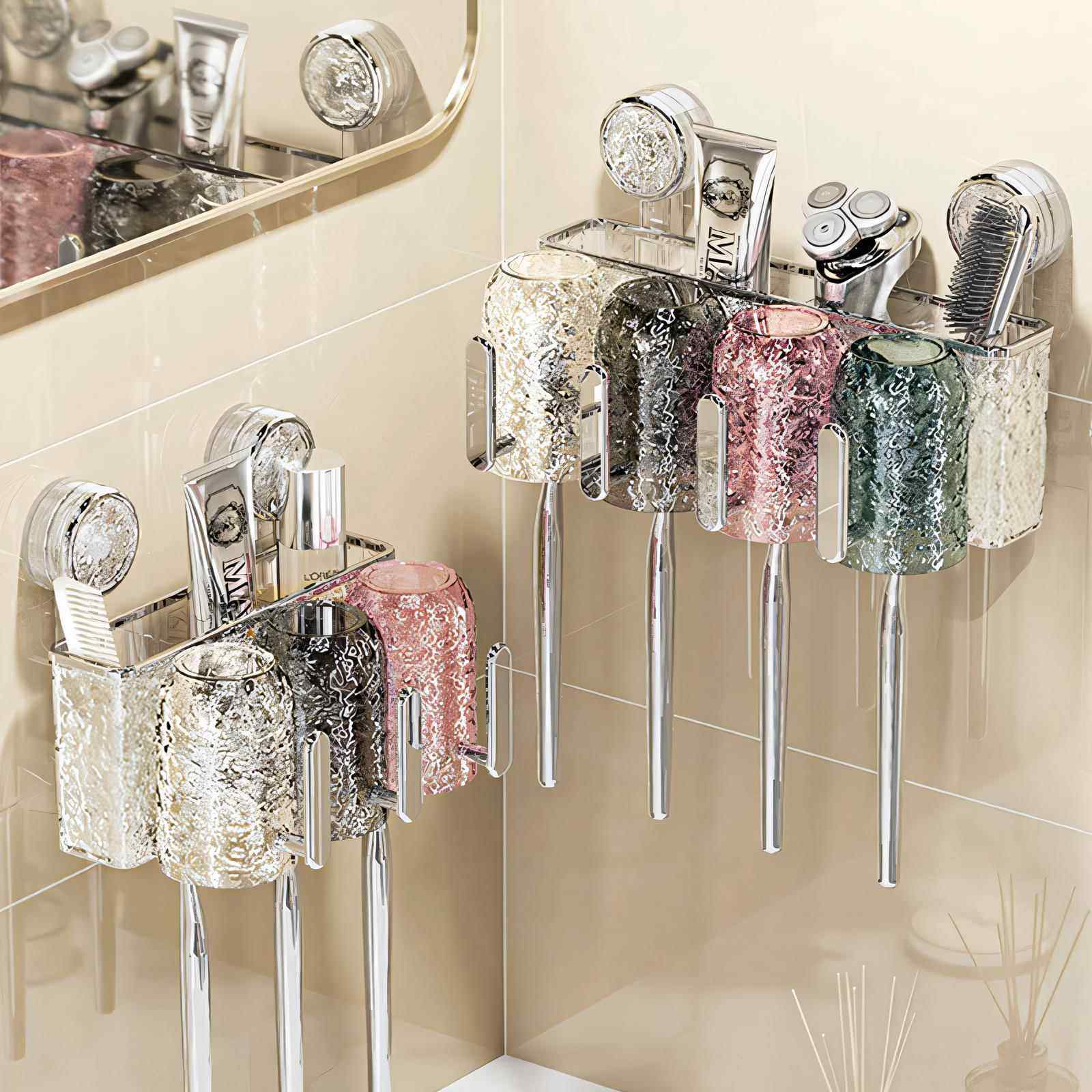 吸盘牙刷置物架壁挂式免打孔洗漱台卫生间刷牙杯漱口杯架子牙刷架,家庭/个人清洁工具,牙刷架/牙具座,淘宝优惠券,粉丝福利购,淘宝优惠卷