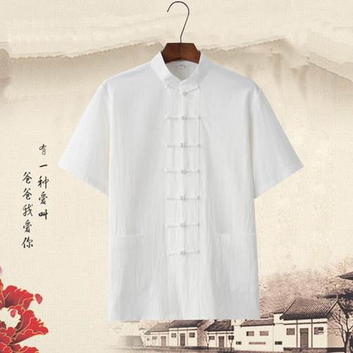 正品夏八季棉复古中式国风长居短袖唐装男女茶麻禅道士段锦练功太