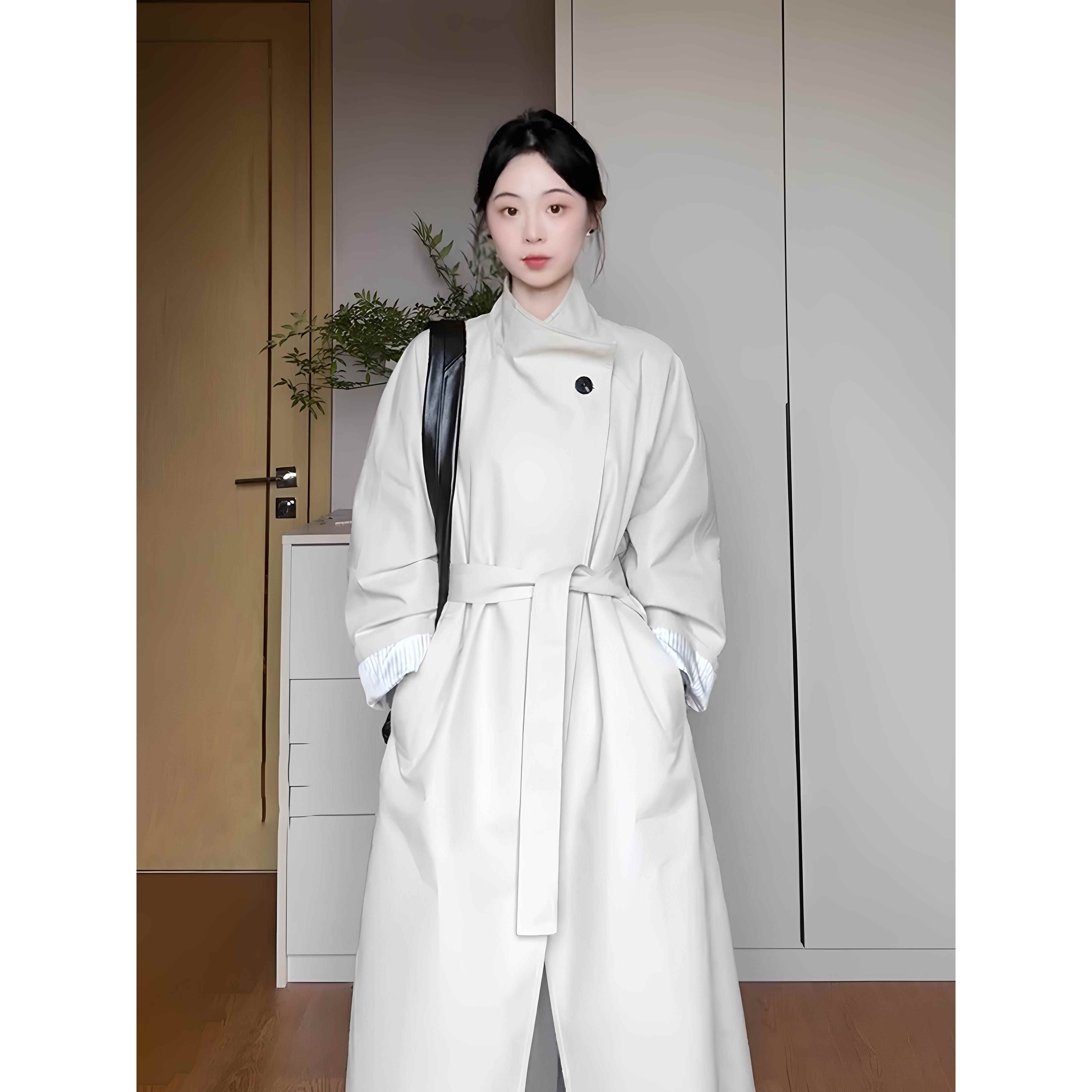 白色风衣外套女2025年秋季新款巨好看的高个子正流行爆款韩版长款