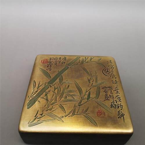 古玩杂项仿古文房四宝墨盒竹子墨盒墨匣工艺品摆件