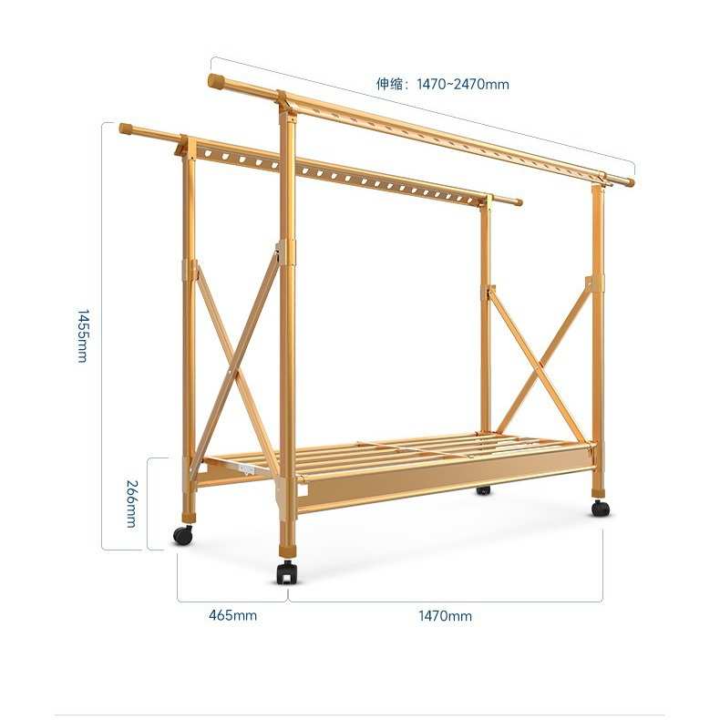 晾衣架落地阳台家用折叠晾衣杆室内卧室可移动伸缩挂衣晒被子衣架