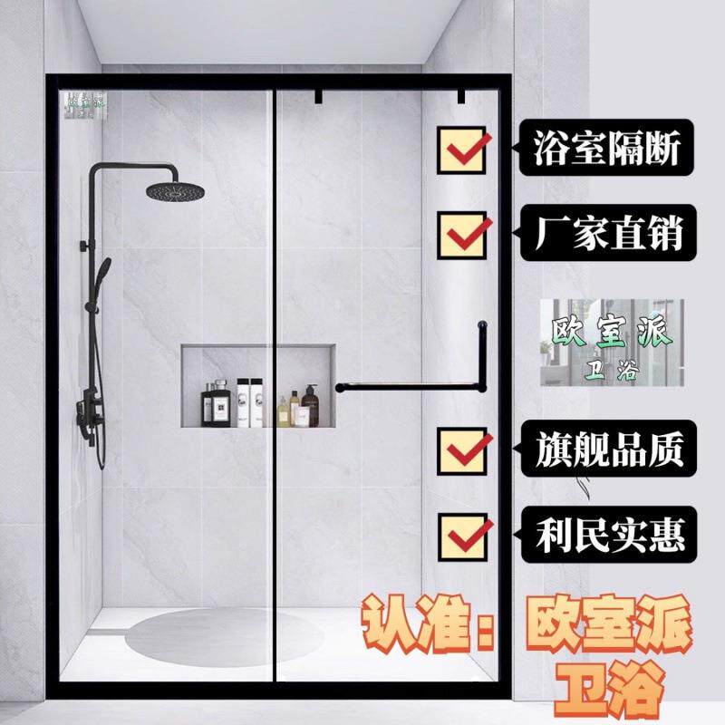 一字型淋浴房玻璃隔断浴室干湿分离卫生间干湿隔断玻璃推拉门