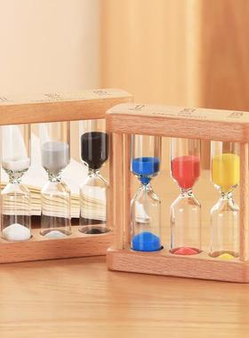 沙漏计时器儿童时间漏斗3/5/10/30五分钟流沙瓶防摔摆件创意木质