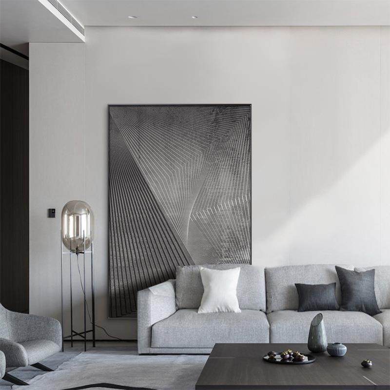 平行空间 现代简约客厅装饰画抽象沙发背后落地画黑白灰酒店挂画